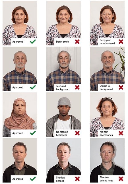 UK Visa Photo Examples